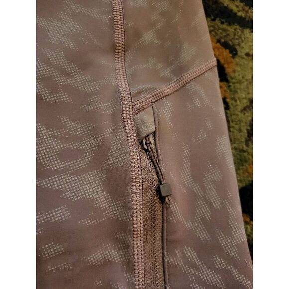 Athleta Rainier Reflective Printed Tight Leggings Brown Zip Pockets Women's XS - Picture 6 of 6
